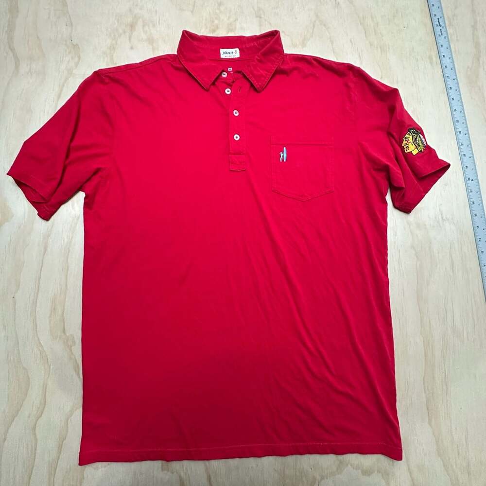 Johnnie-O Chicago Blackhawks NHL Red Polo Shirt Men's XL Pocket